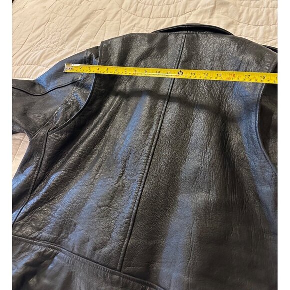 VTG Blk Leather Motorcycle Jacket  Lg?  Zippers Biker Goth Punk 90s Grunge Read - Picture 11 of 16